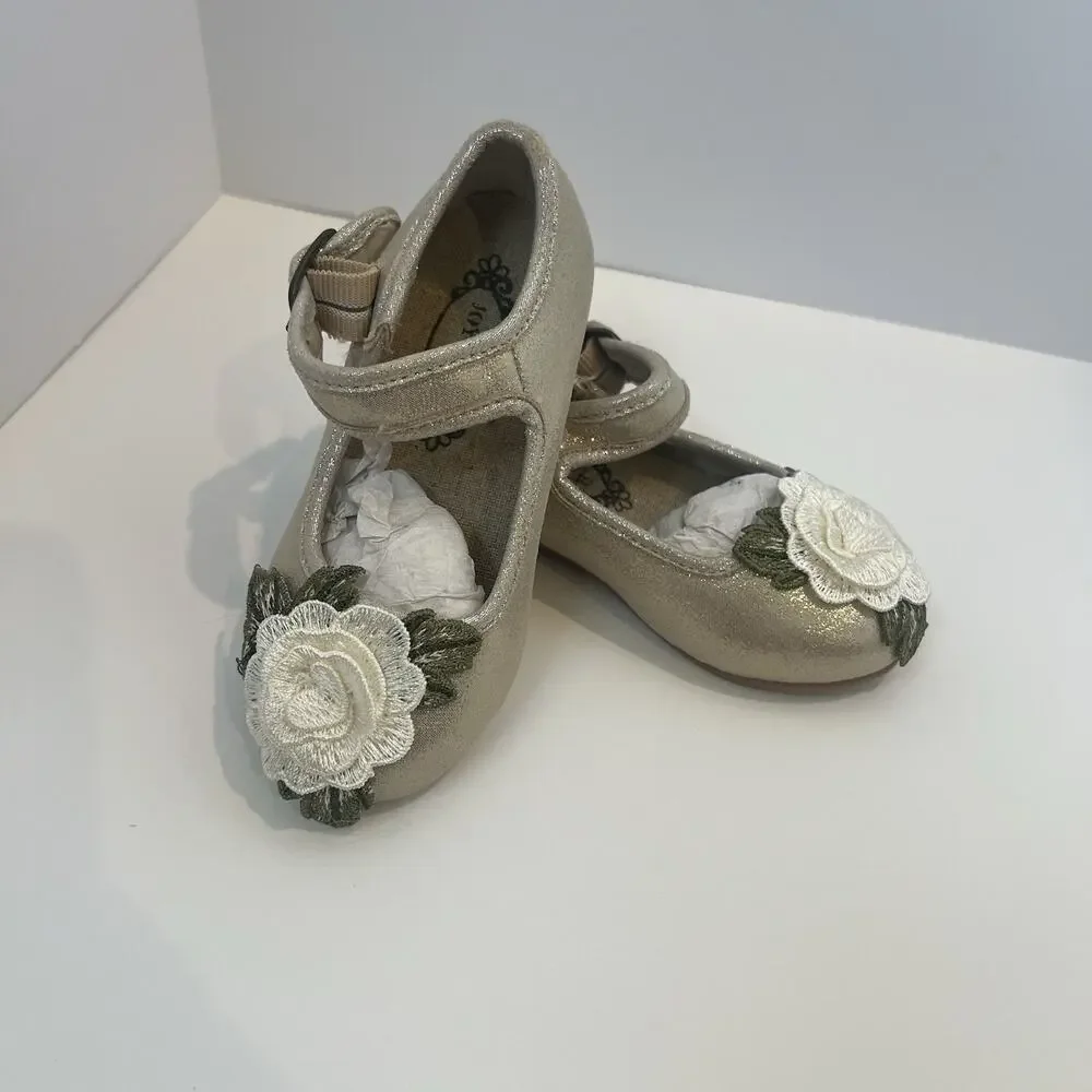 Joyfolie Toddler Shoes Size 6T Lola Mary Jane Golden, Church, Wedding